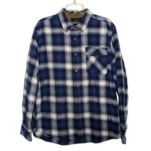 CQR long sleeve button down‎ upper pocket blue flannel cotton shirt size L